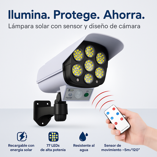 SolarGuard Pro - Iluminación inteligente con efecto disuasivo 3 en 1